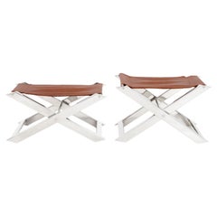 Taburetes plegables cromados estilo Charles Hollis Jones, 2