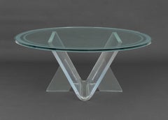 Charles Hollis Jones Style Coffee Table with Frosted Glass and Acrylic Base