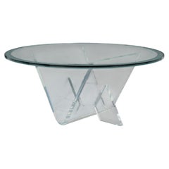 Charles Hollis Jones Style Coffee Table with Frosted Glass and Acrylic Base