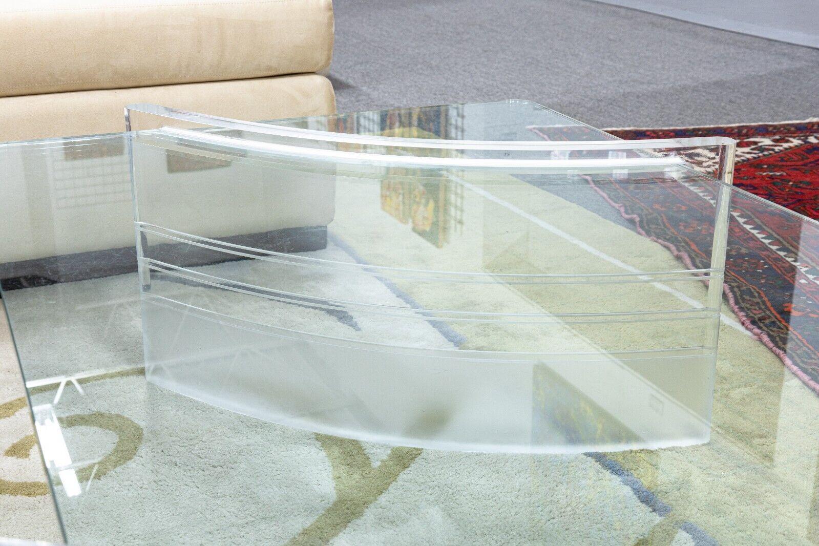Charles Hollis Jones Style Contemporary Modern Glass and Lucite Coffee Table 1