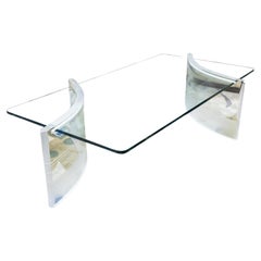 Charles Hollis Jones Style Contemporary Modern Glass and Lucite Coffee Table