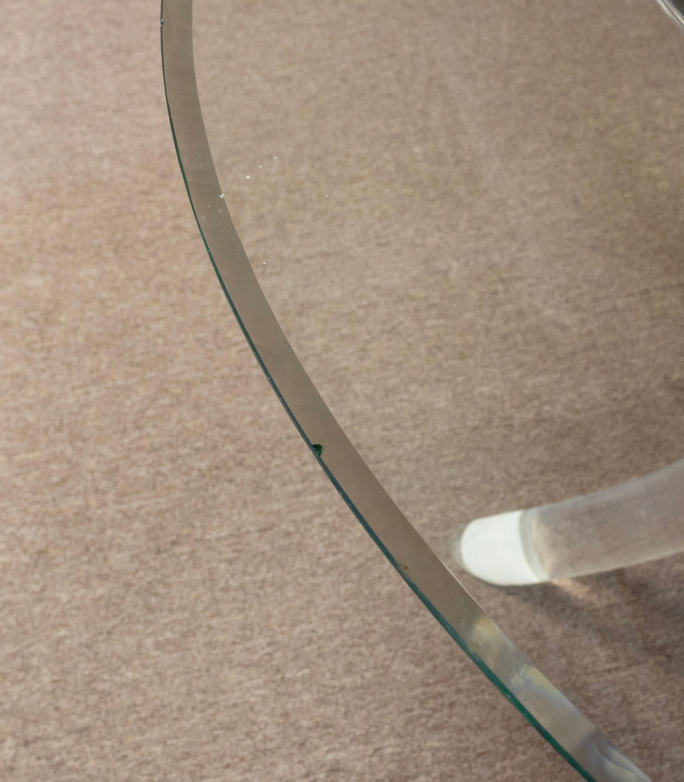 20ième siècle Table de dinette contemporaine moderne en verre et lucite de Charles Hollis Jones en vente