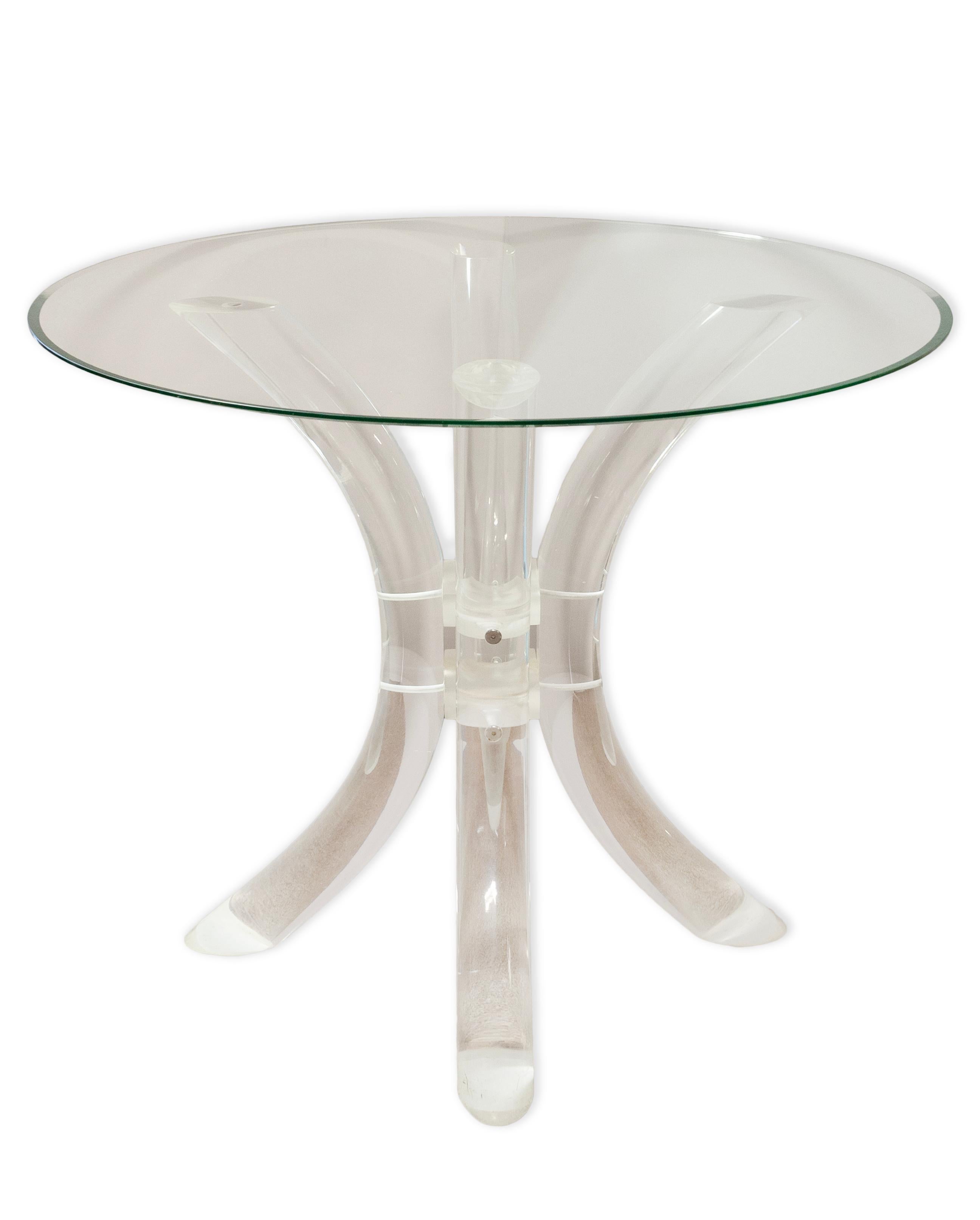 Lucite Table de dinette contemporaine moderne en verre et lucite de Charles Hollis Jones en vente