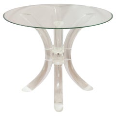 Mesa de comedor moderna contemporánea de cristal y lucita estilo Charles Hollis Jones