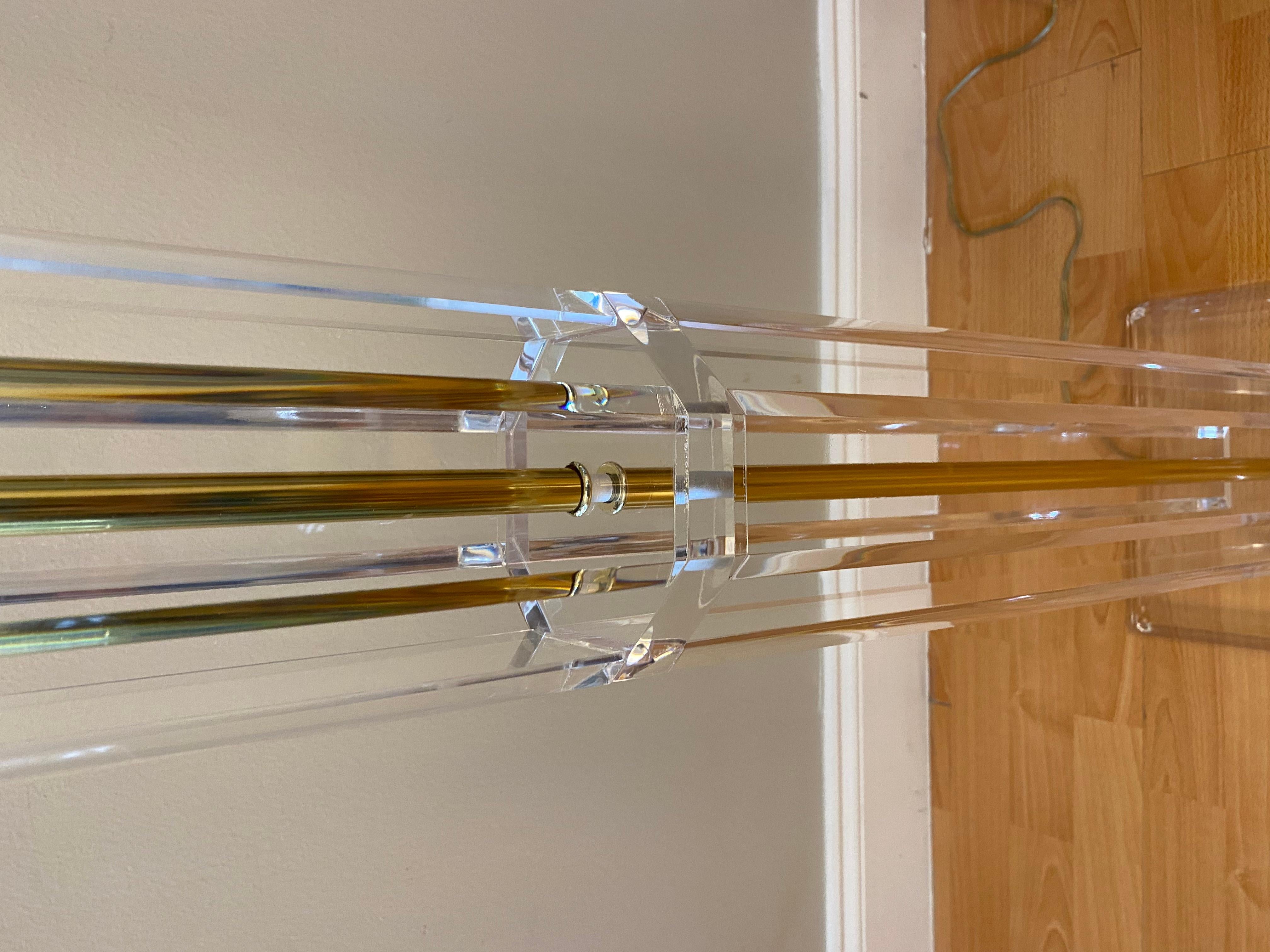 American Lucite and Brass Floor Lamp attributed to Charles Hollis Jones For Sale