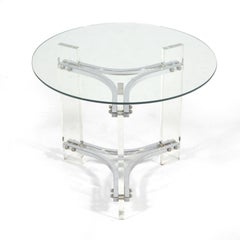 Charles Hollis Jones Style Lucite & Chrome Side Table