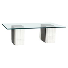 Tavolo da cocktail in lucite e vetro in stile Charles Hollis Jones