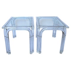 Tavolini da caffè o da salotto in lucite in stile Charles Hollis Jones, coppia