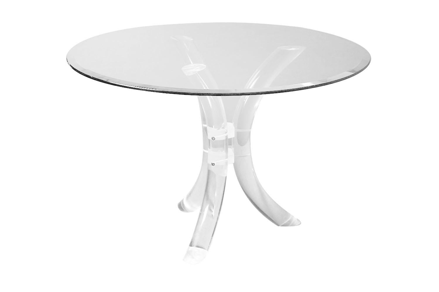 Mid-Century Modern Charles Hollis Jones Style Midcentury Glass Lucite Dining Table by Hill Mfg.