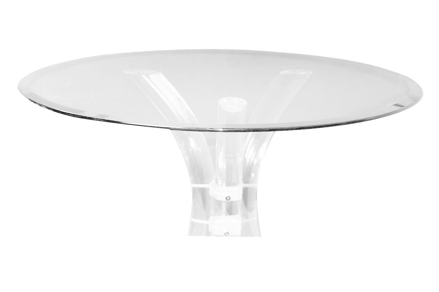 American Charles Hollis Jones Style Midcentury Glass Lucite Dining Table by Hill Mfg.