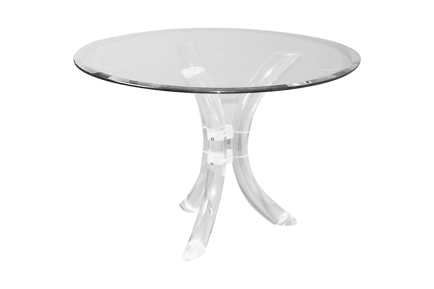 Charles Hollis Jones Style Midcentury Glass Lucite Dining Table by Hill Mfg. In Good Condition In Baltimore, MD
