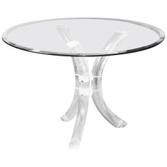 Charles Hollis Jones Style Midcentury Glass Lucite Dining Table by Hill Mfg.
