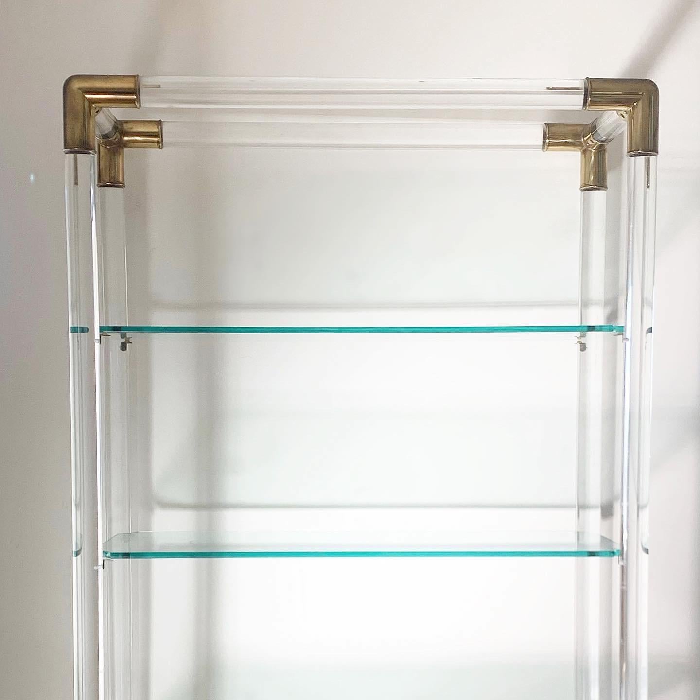 Charles Hollis Jones Style Mid Century Lucite and Brass Etagere, circa 1960s 1