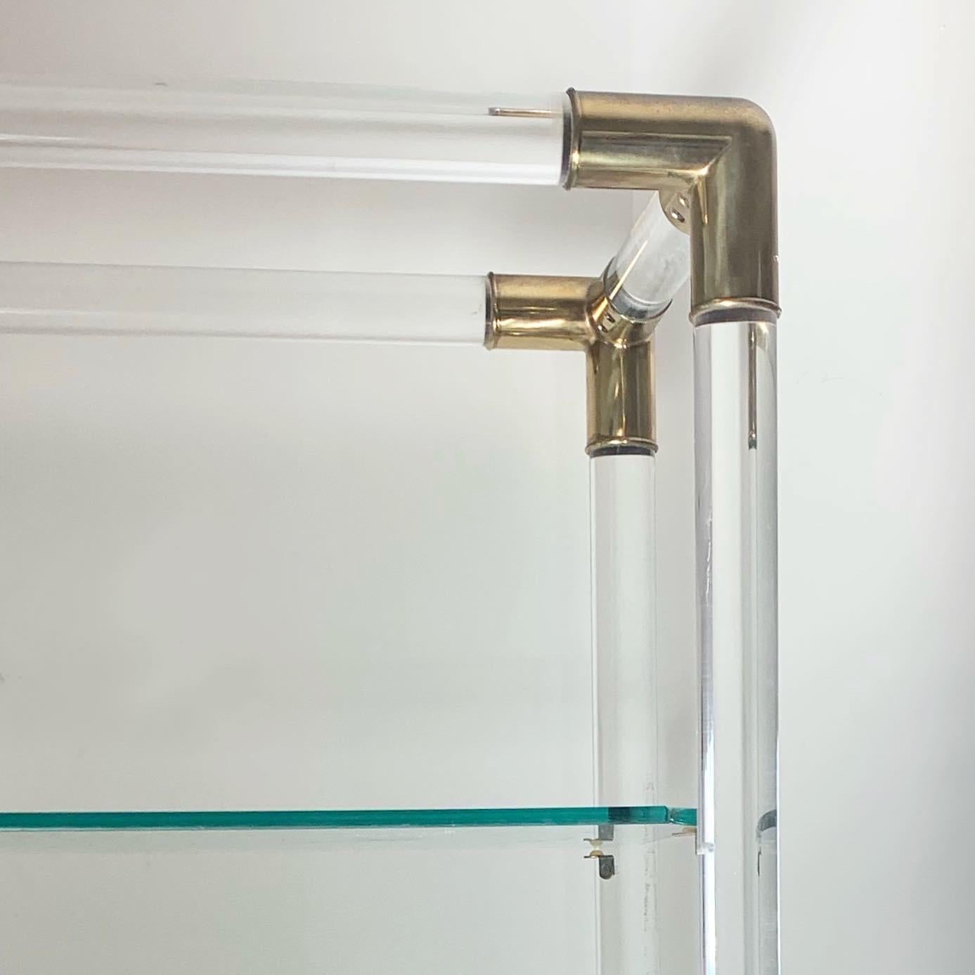 Charles Hollis Jones Style Mid Century Lucite and Brass Etagere, circa 1960s 2