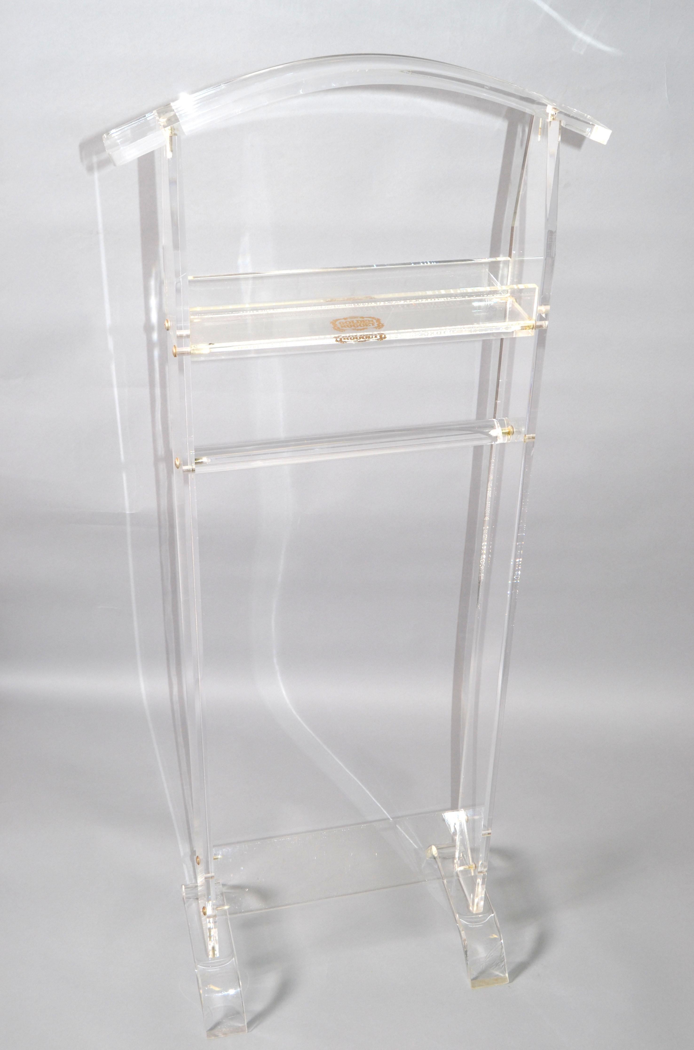 Charles Hollis Jones Style Mid-Century Modern Lucite Coat Rack, Valet Stand   For Sale 4