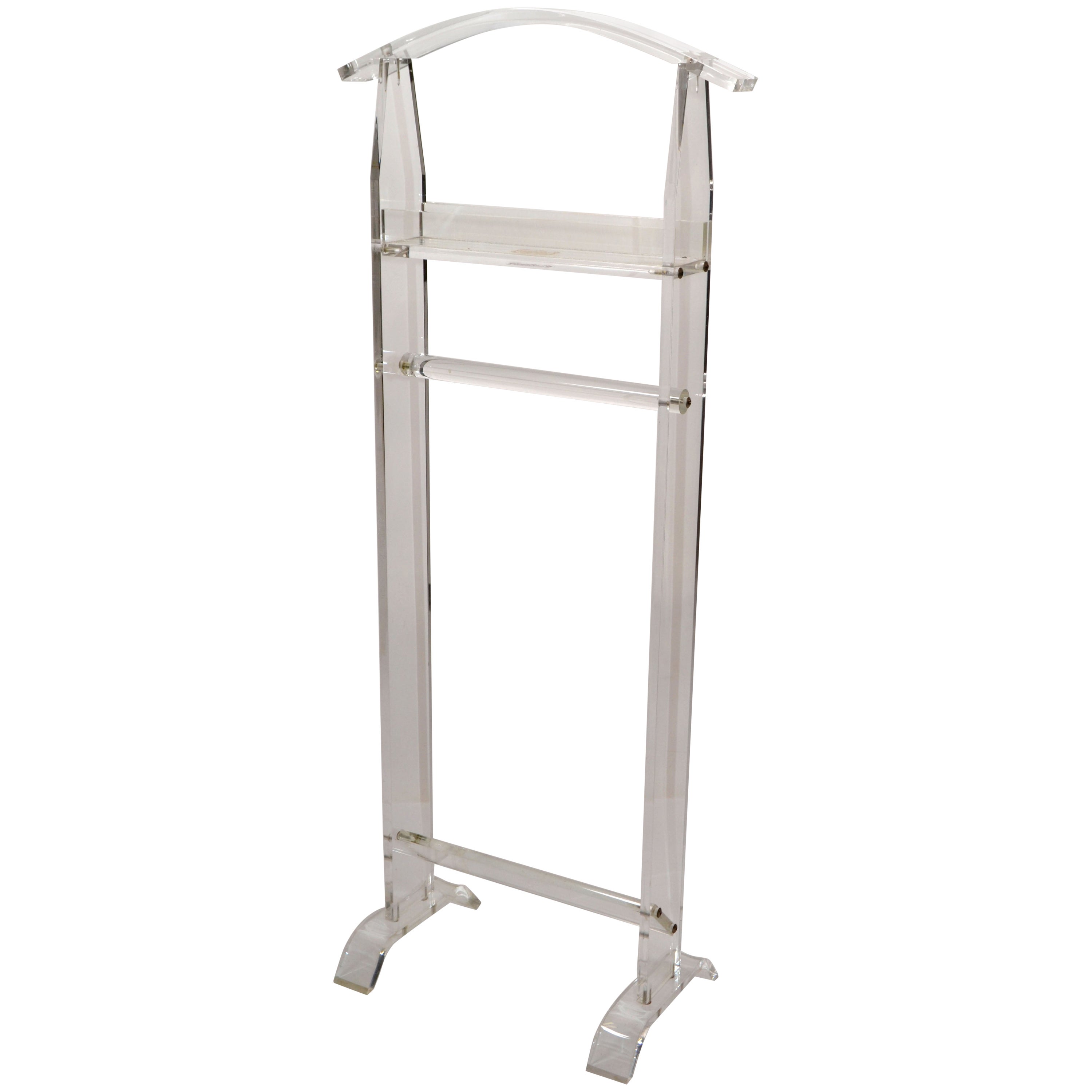 Charles Hollis Jones Style Mid-Century Modern Lucite Coat Rack, Valet Stand