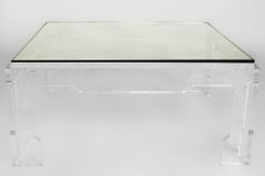 Charles Hollis Jones Style Mid Century Square Lucite Coffee Table