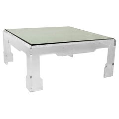 Charles Hollis Jones Style Mid Century Square Lucite Coffee Table