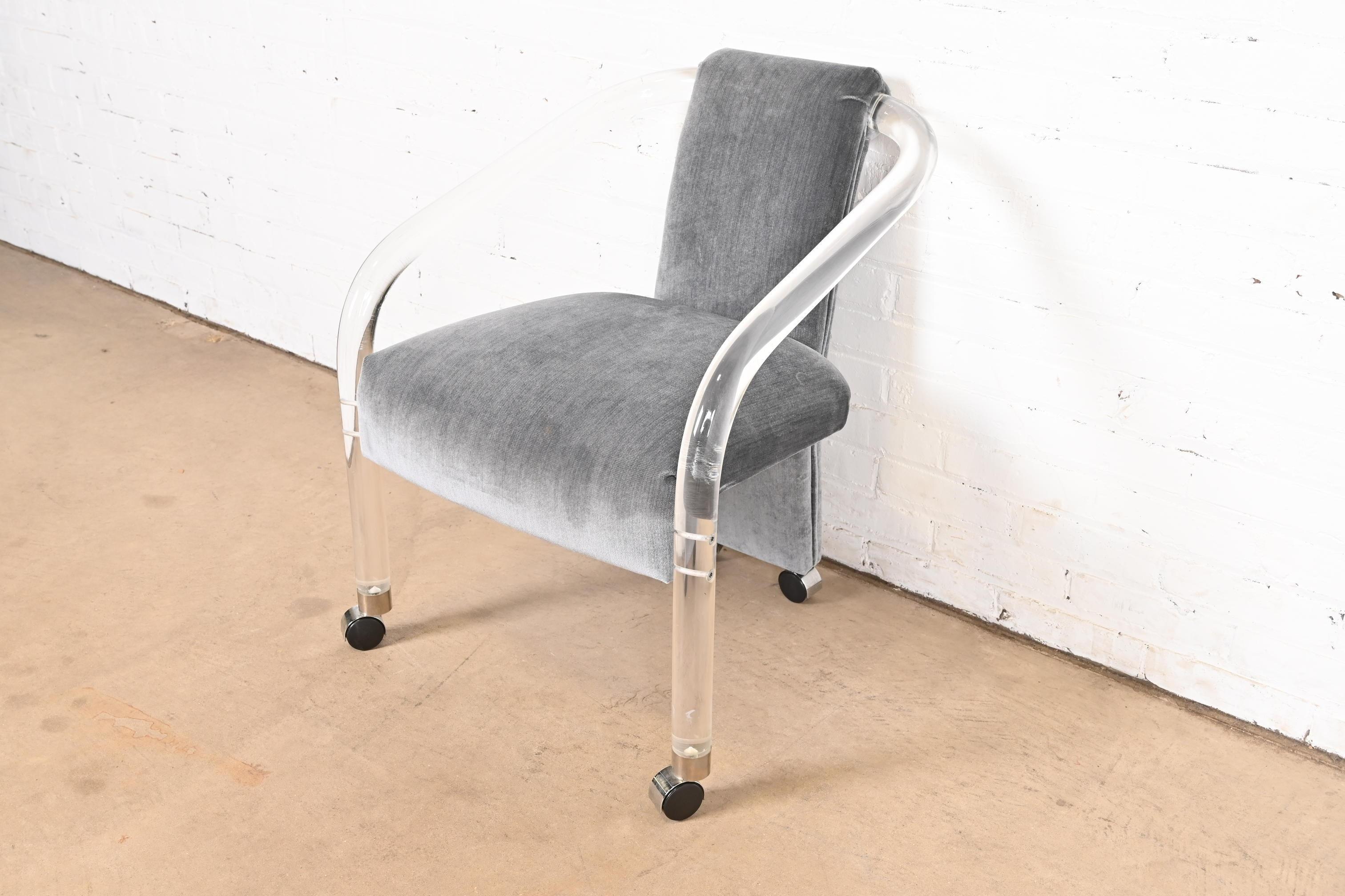 Mid-Century Modern Charles Hollis Jones Style Modern Art Deco Lucite Armchair