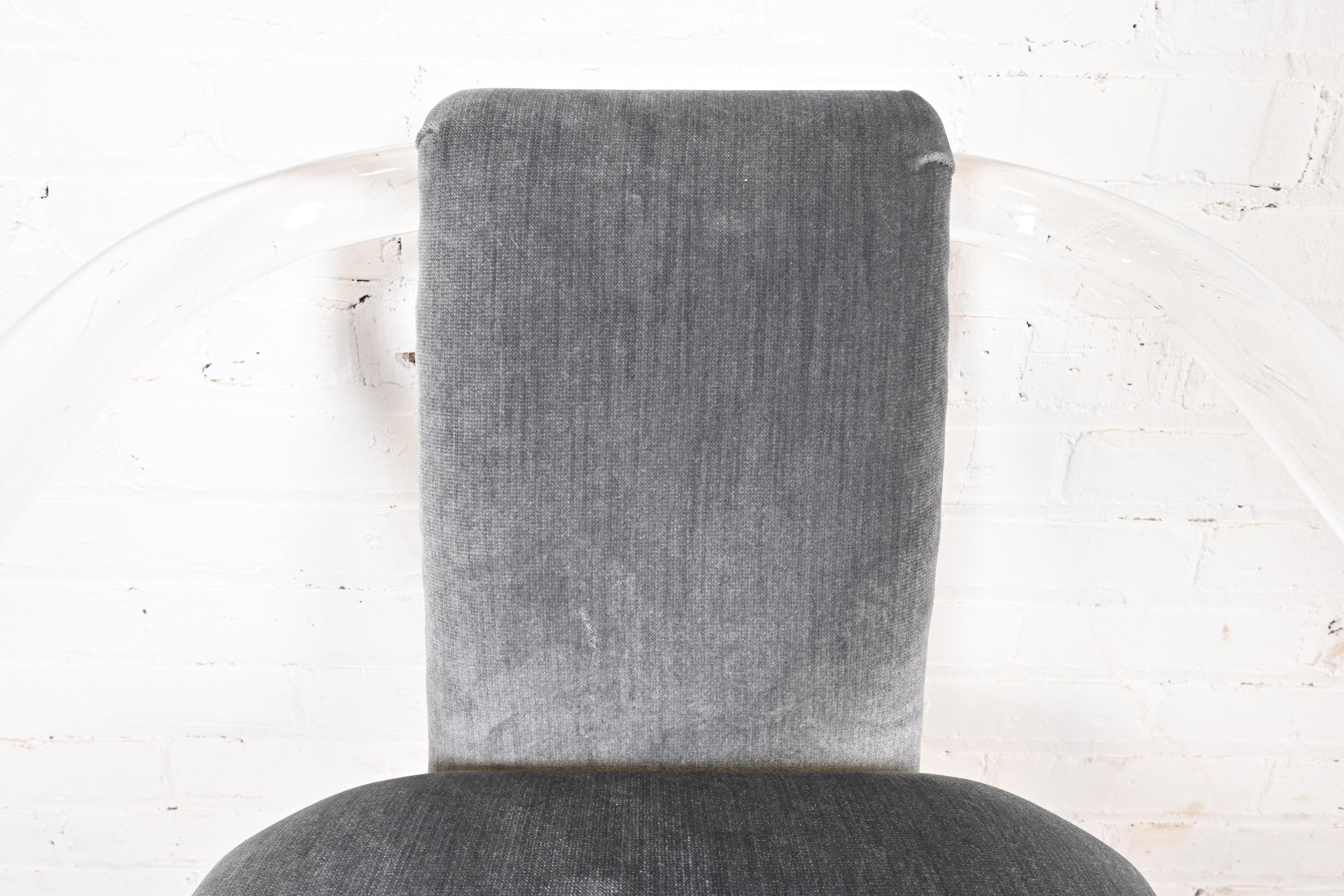 American Charles Hollis Jones Style Modern Art Deco Lucite Armchair