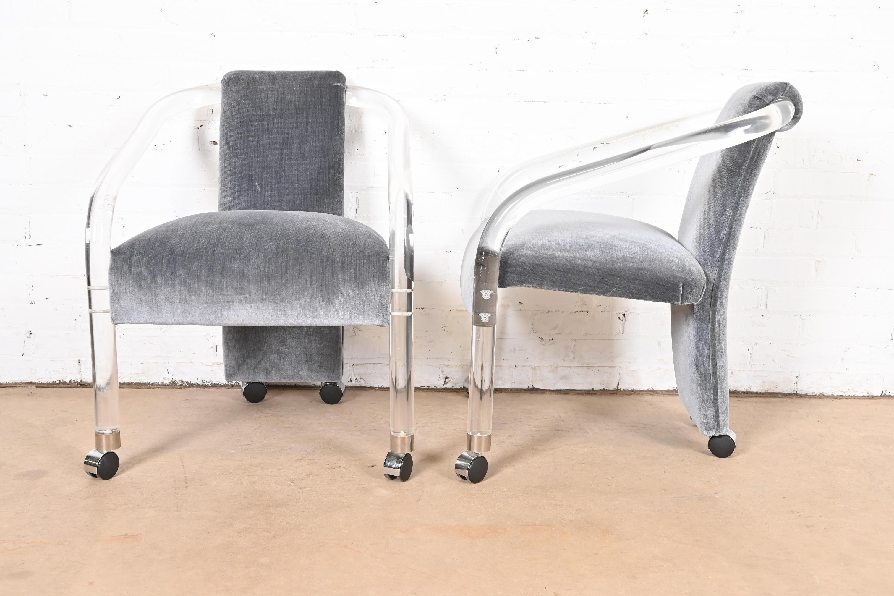 Late 20th Century Charles Hollis Jones Style Modern Art Deco Lucite Armchair