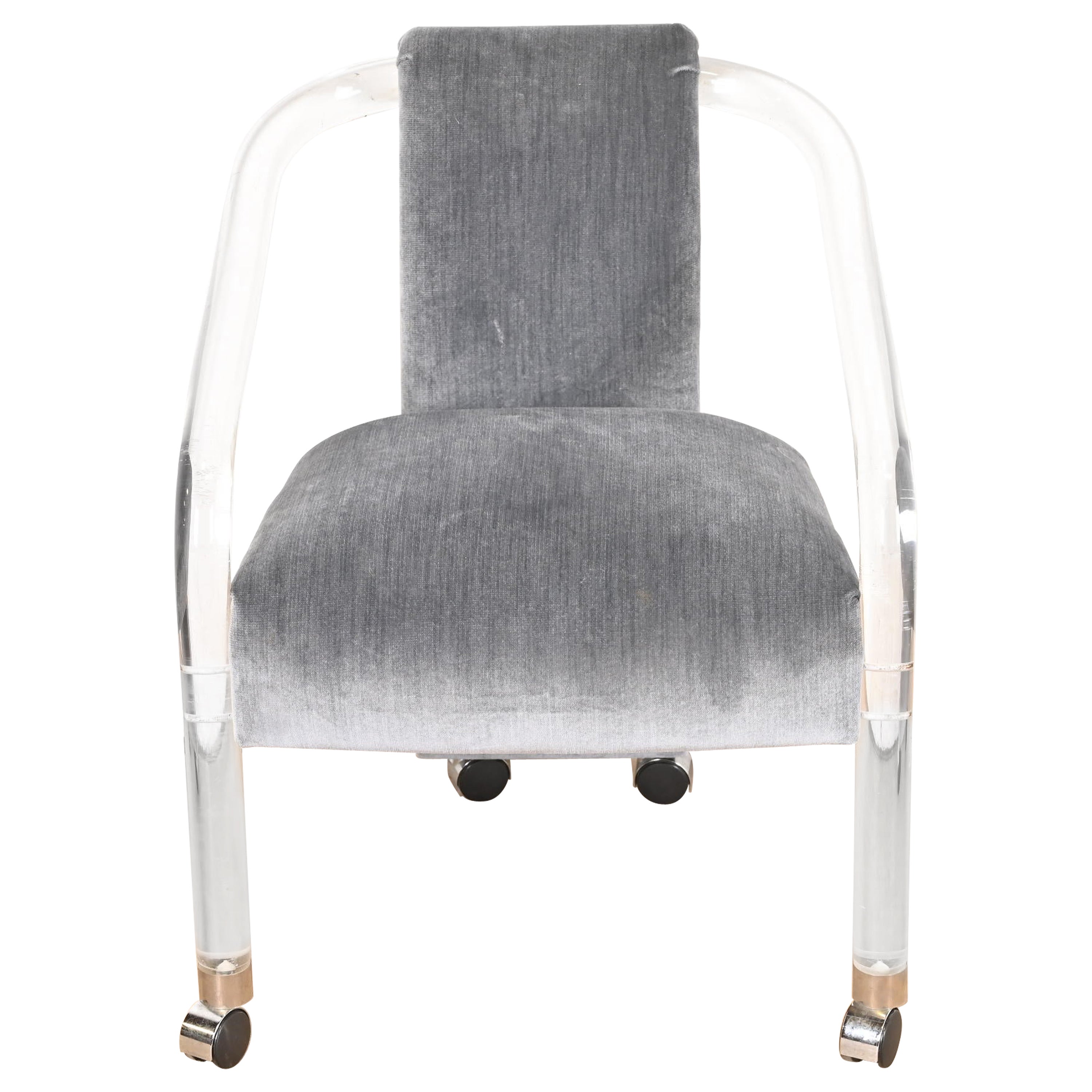 Charles Hollis Jones Style Modern Art Deco Lucite Armchair