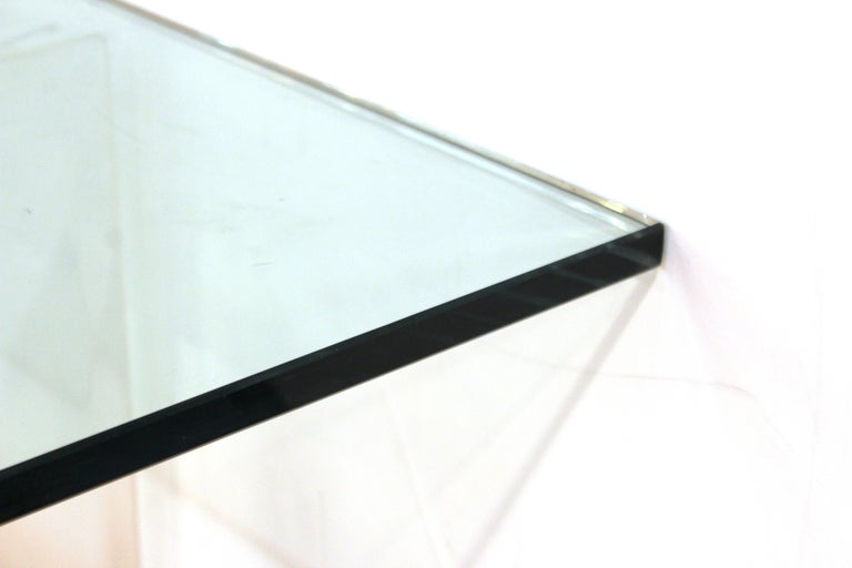 Charles HollisJones Style Modern Lucite Console with Glass Top For