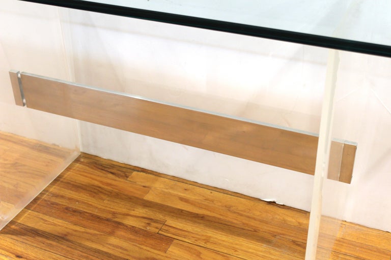 Charles HollisJones Style Modern Lucite Console with Glass Top For