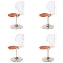 Charles Hollis Jones Style Splashy Modern Lucite Chrome Dining Chair Set of 4