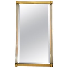 Charles Hollis Jones Style Tubular Lucite and Brass Wall Mirror
