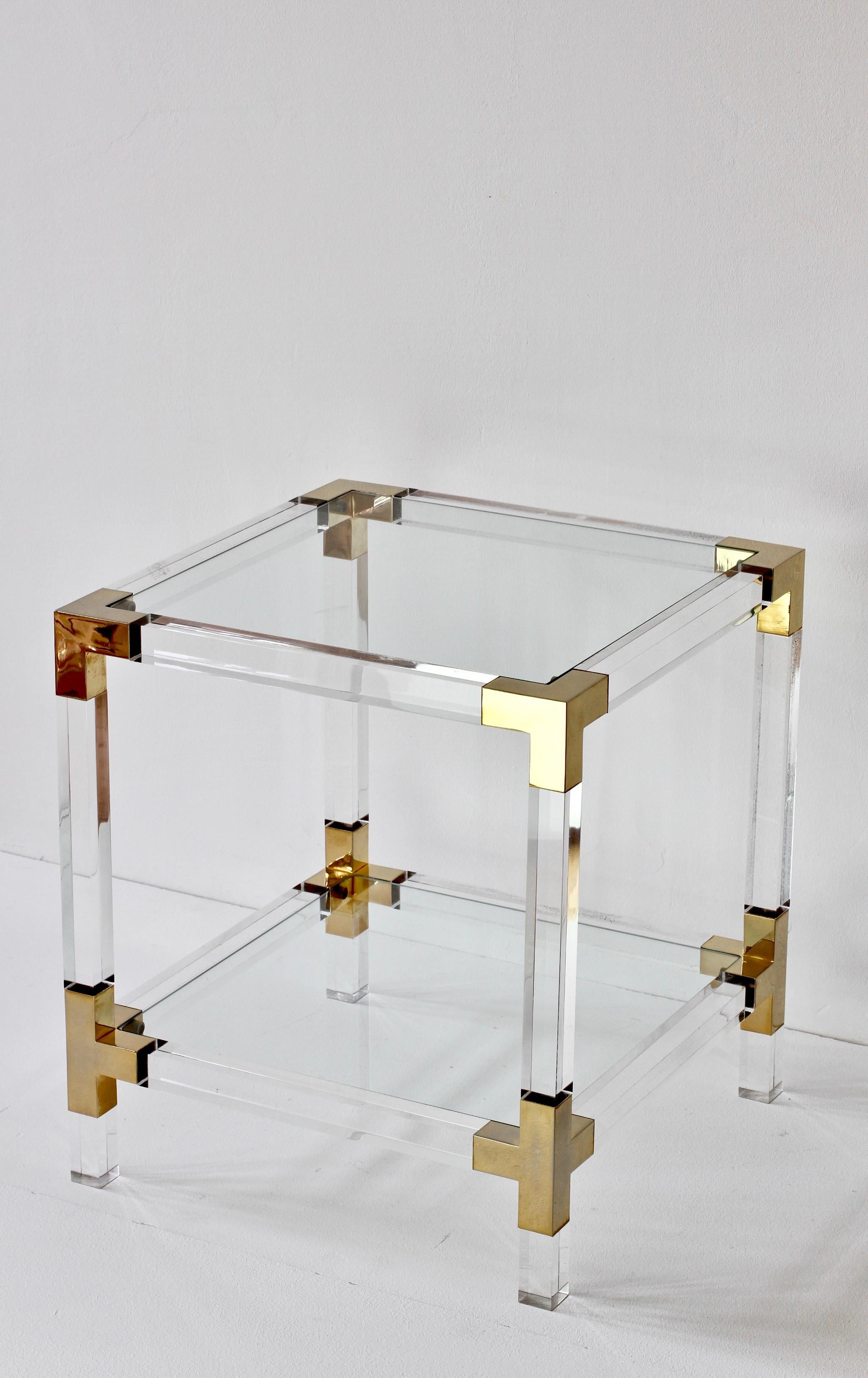 acrylic and brass side table