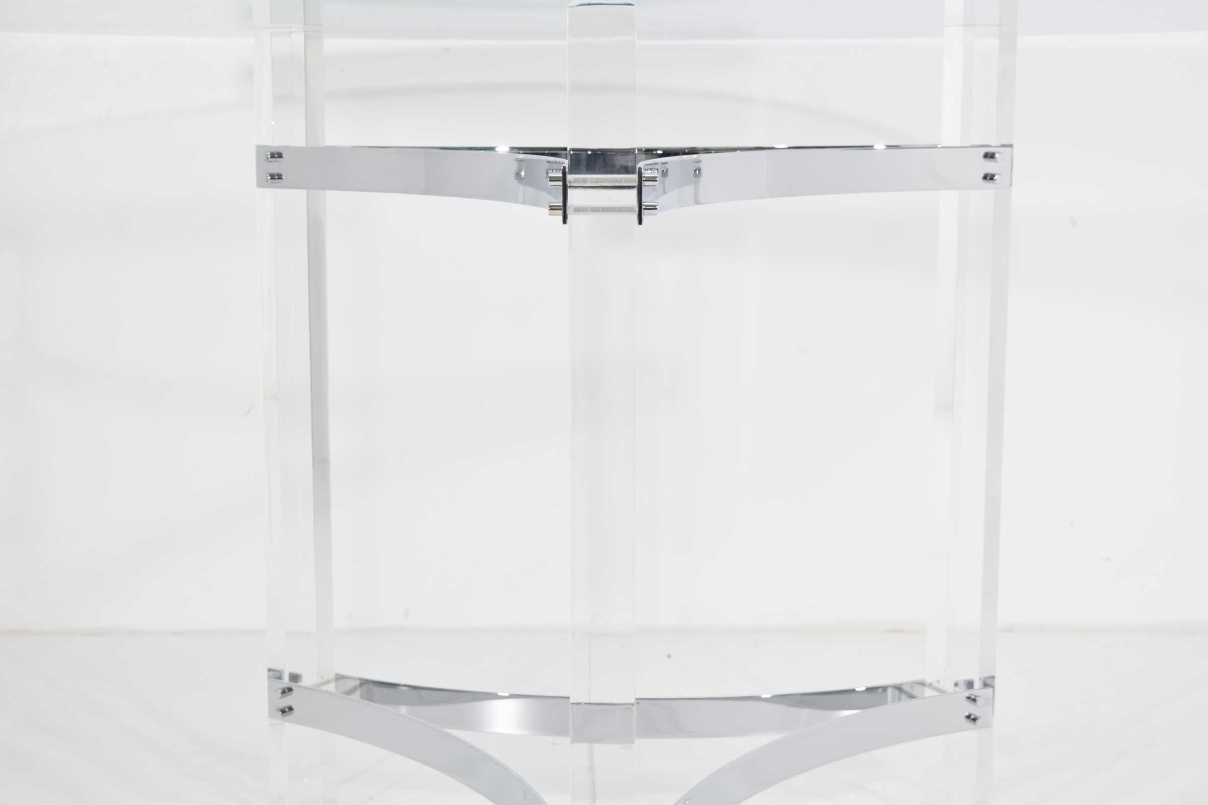 North American Charles Hollis Jones Table Bases in Chrome and Lucite