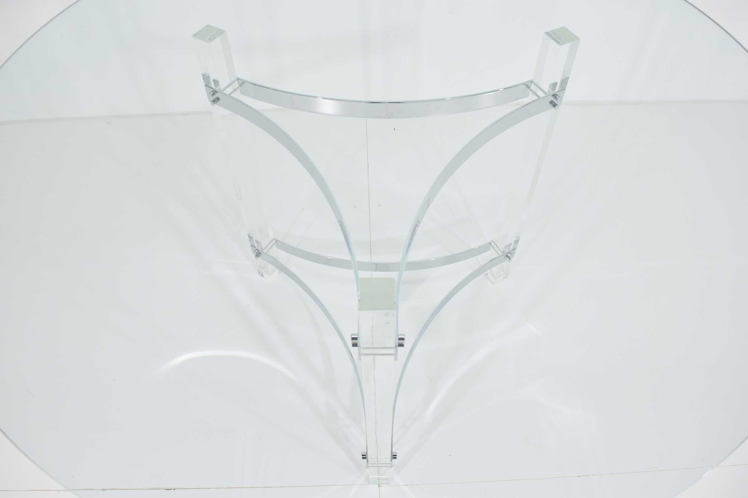Charles Hollis Jones Table Bases in Chrome and Lucite 1