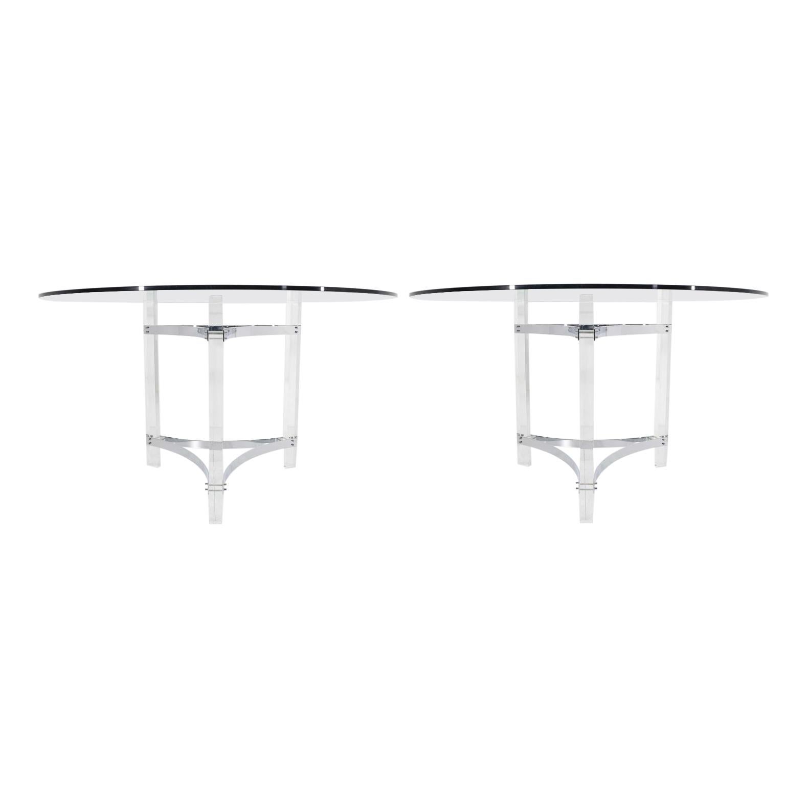 Charles Hollis Jones Table Bases in Chrome and Lucite