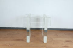 Charles Hollis Jones Thick Lucite and Glass Center Table