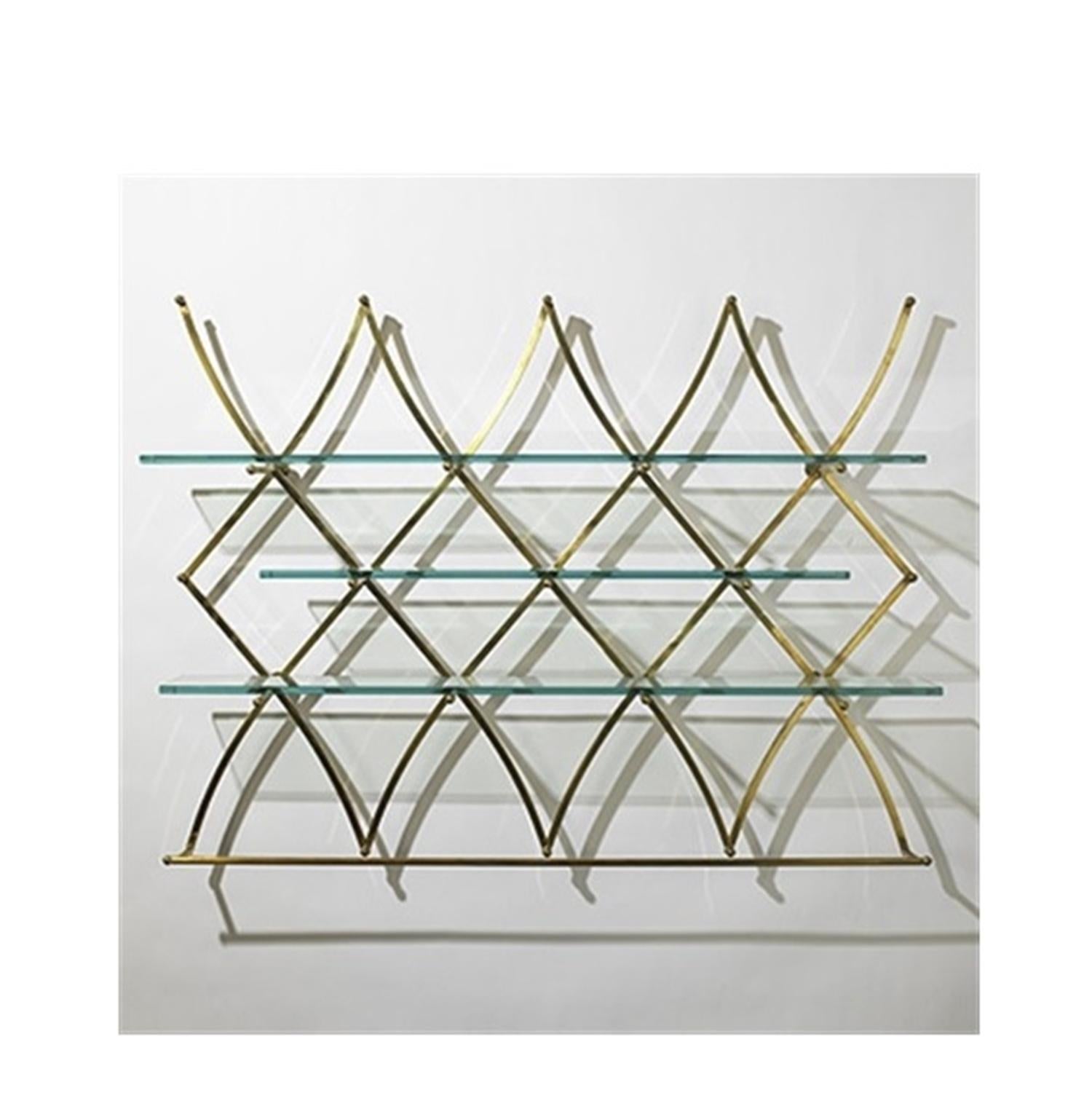 Beautiful Brass and Lucite etagere designed in 1965 by Charles Hollis Jones as a compliment to the 