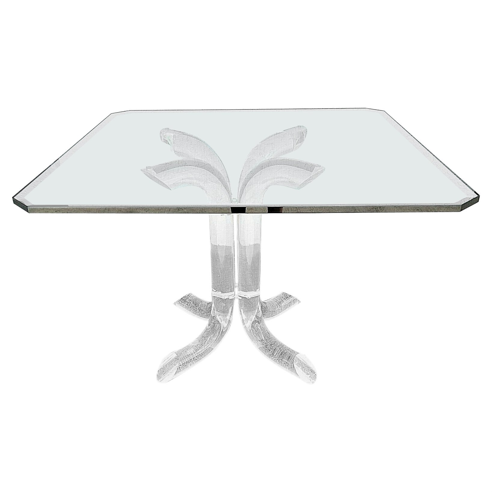 Charles Hollis Jones Tusk Lucite & Glass Dining Gaming Table
