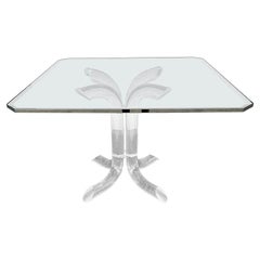 Vintage Charles Hollis Jones Tusk Lucite & Glass Dining Gaming Table