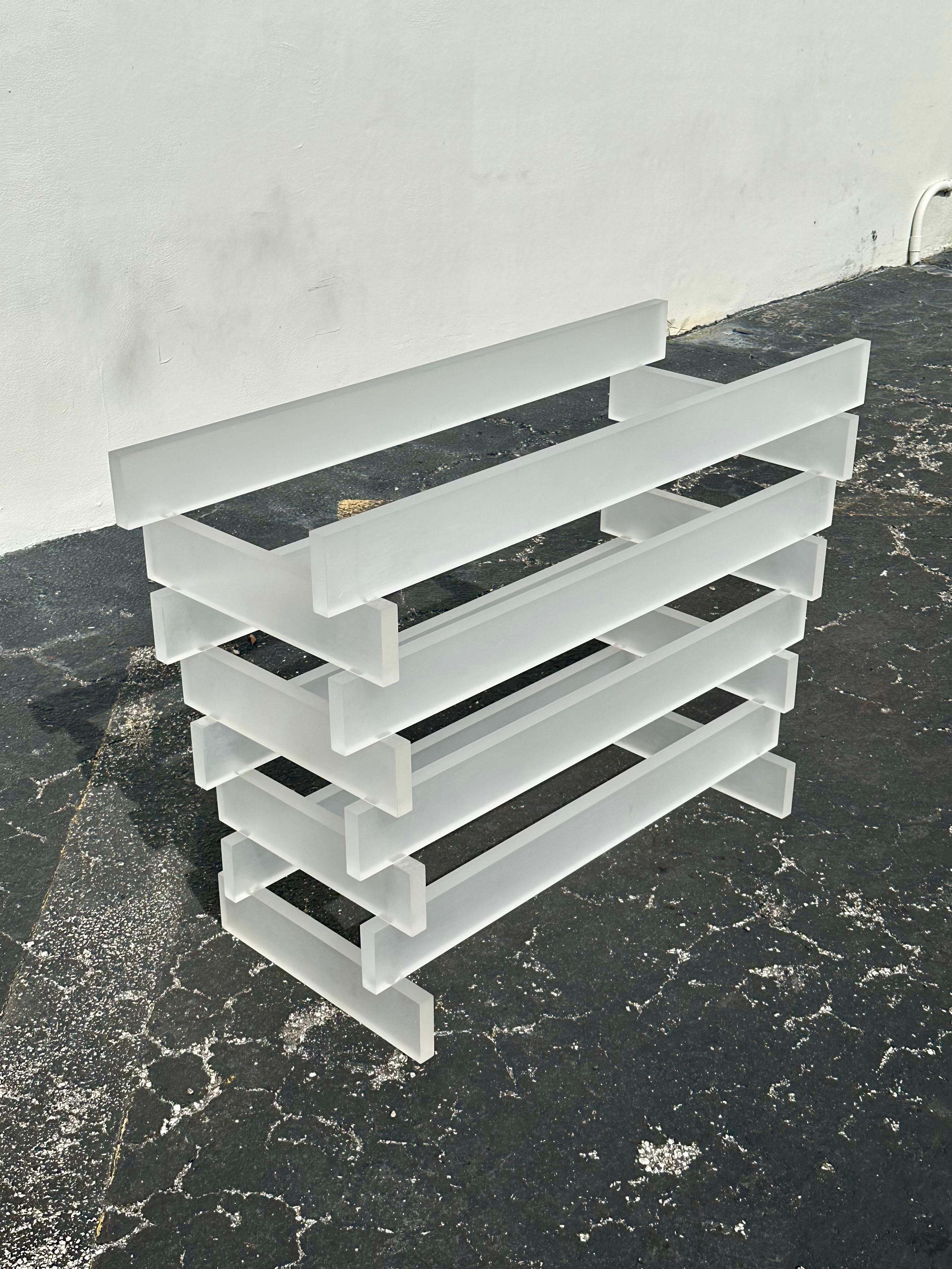 Tappezzeria Charles Hollis Jones Tweed Lucite Sedie Tavolo da pranzo architettonico, Set di 7 in vendita