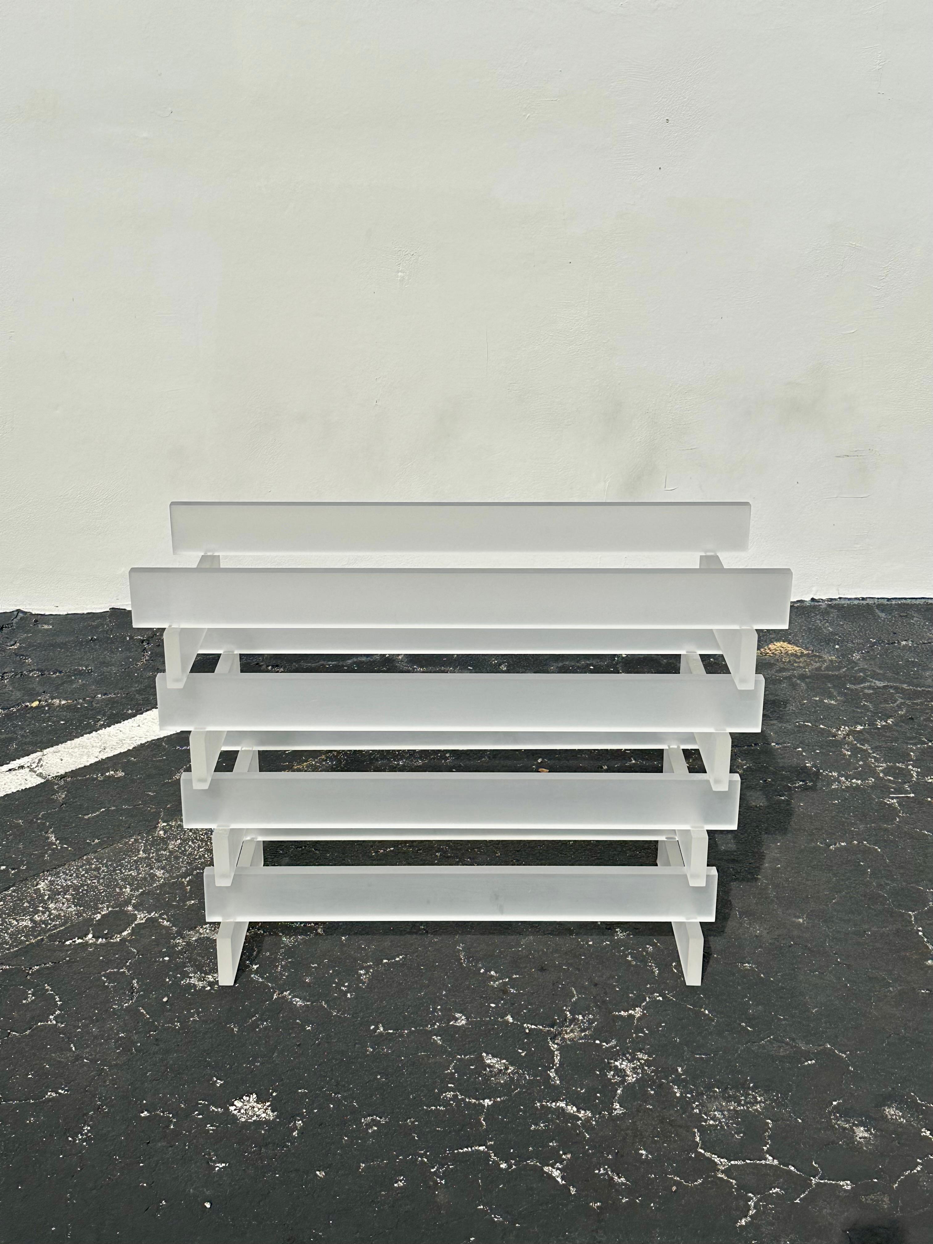Charles Hollis Jones Tweed Lucite Sedie Tavolo da pranzo architettonico, Set di 7 in vendita 2