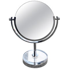 Vintage Charles Hollis Jones Two-Sided Vanity Mirror in Polished Nickel and Lucite