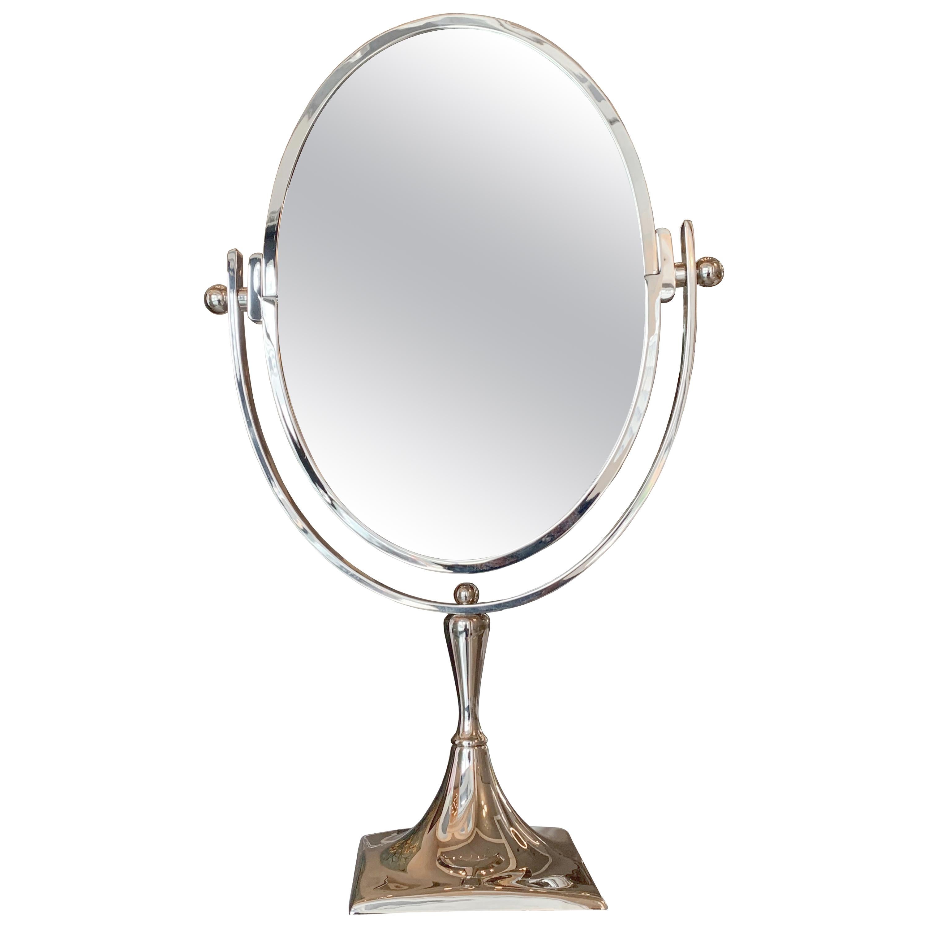 Polished Chrome Tabletop Vanity Mirror in the Style of La Maison Desny