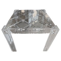 Table de jeu ou de salle à manger vintage « Peg Game » de Charles Hollis Jones, avec plateau en verre treillissé « Lucite »