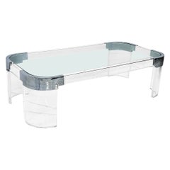 Charles Hollis Jones Waterfall Coffee Table in Acrylic, Chrome, 1960s