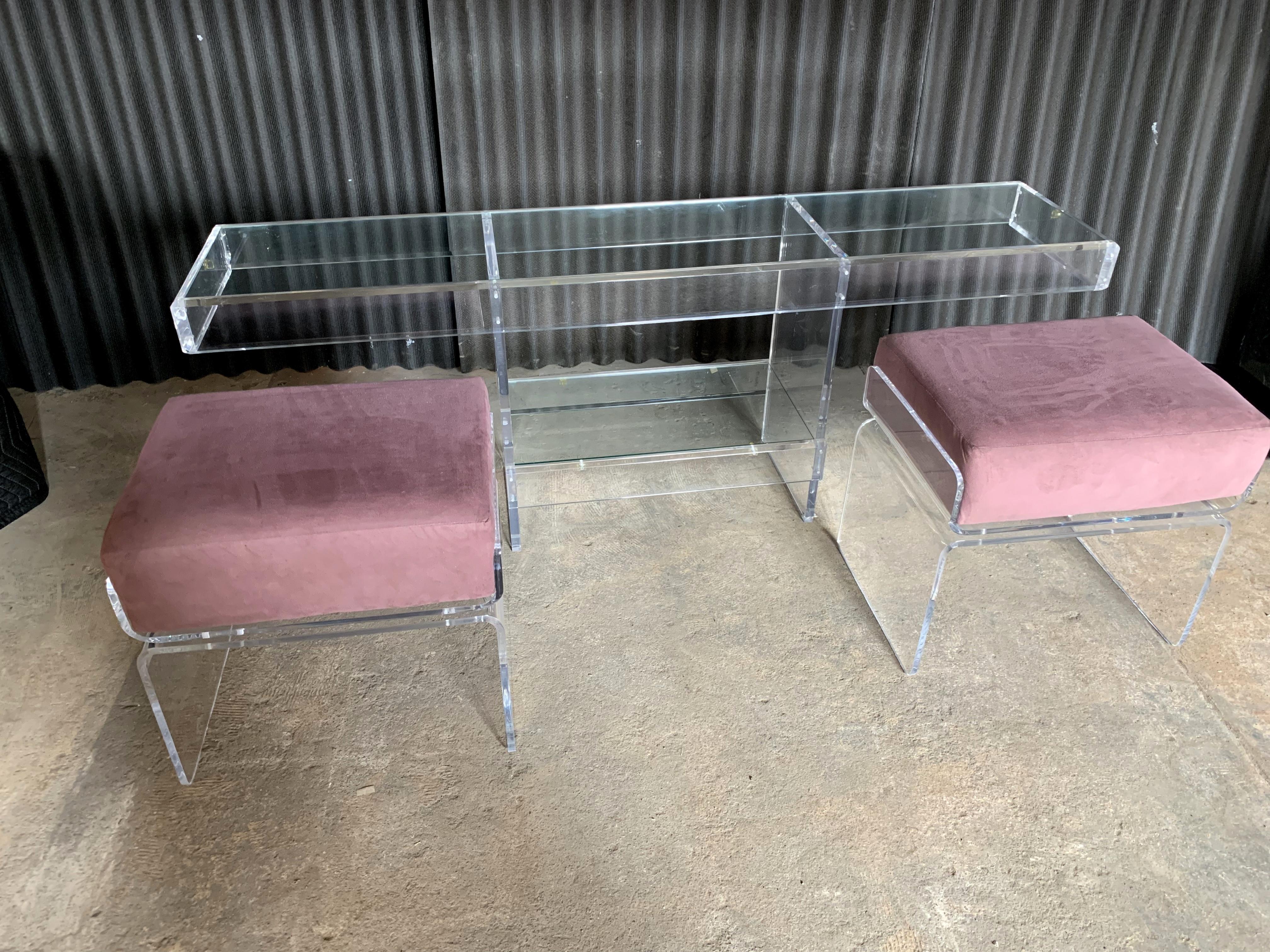 Charles Hollis Jones Waterfall Style Console Table with Benches 3