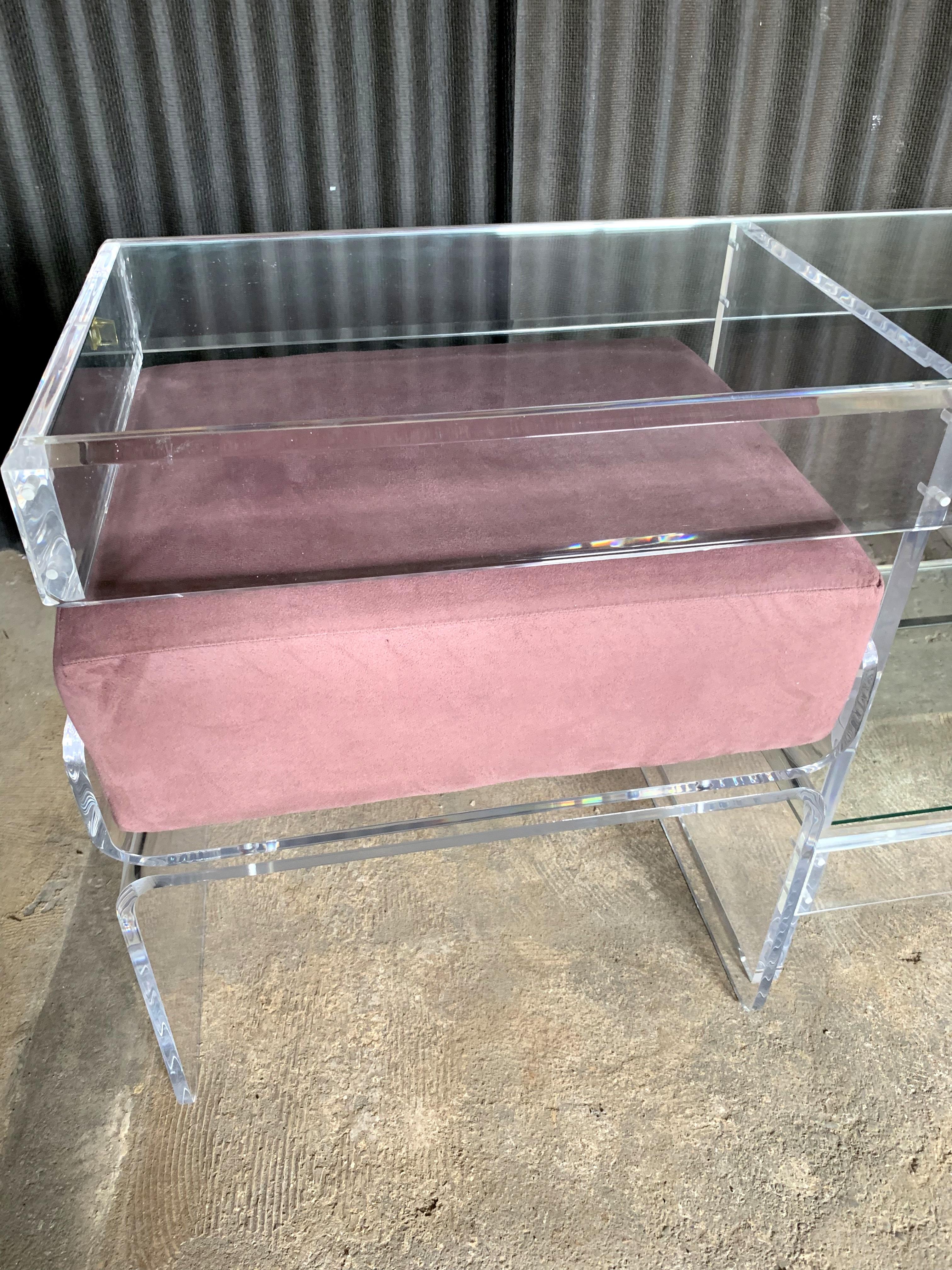 Hollywood Regency Charles Hollis Jones Waterfall Style Console Table with Benches