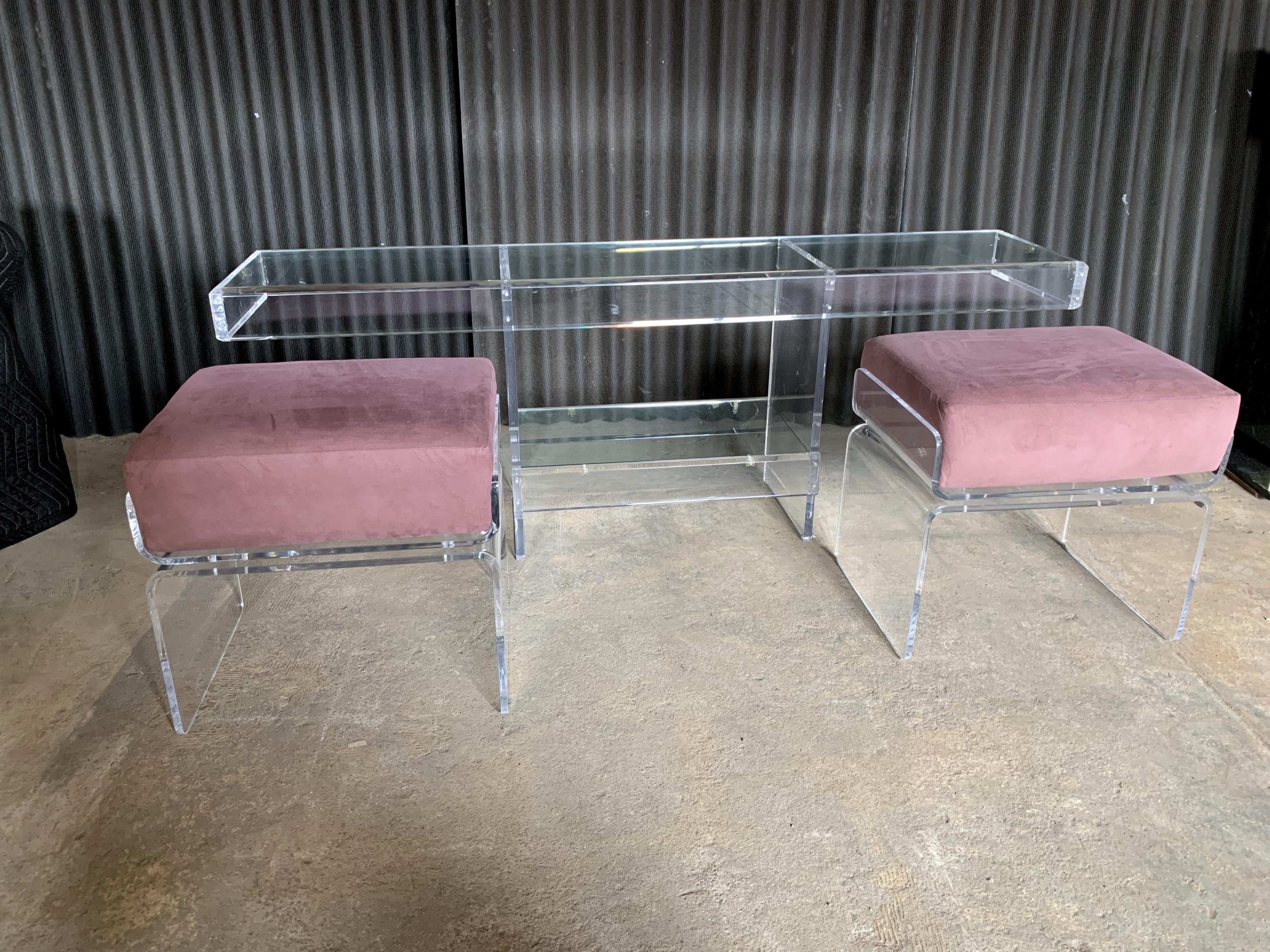Charles Hollis Jones Waterfall Style Console Table with Benches 2