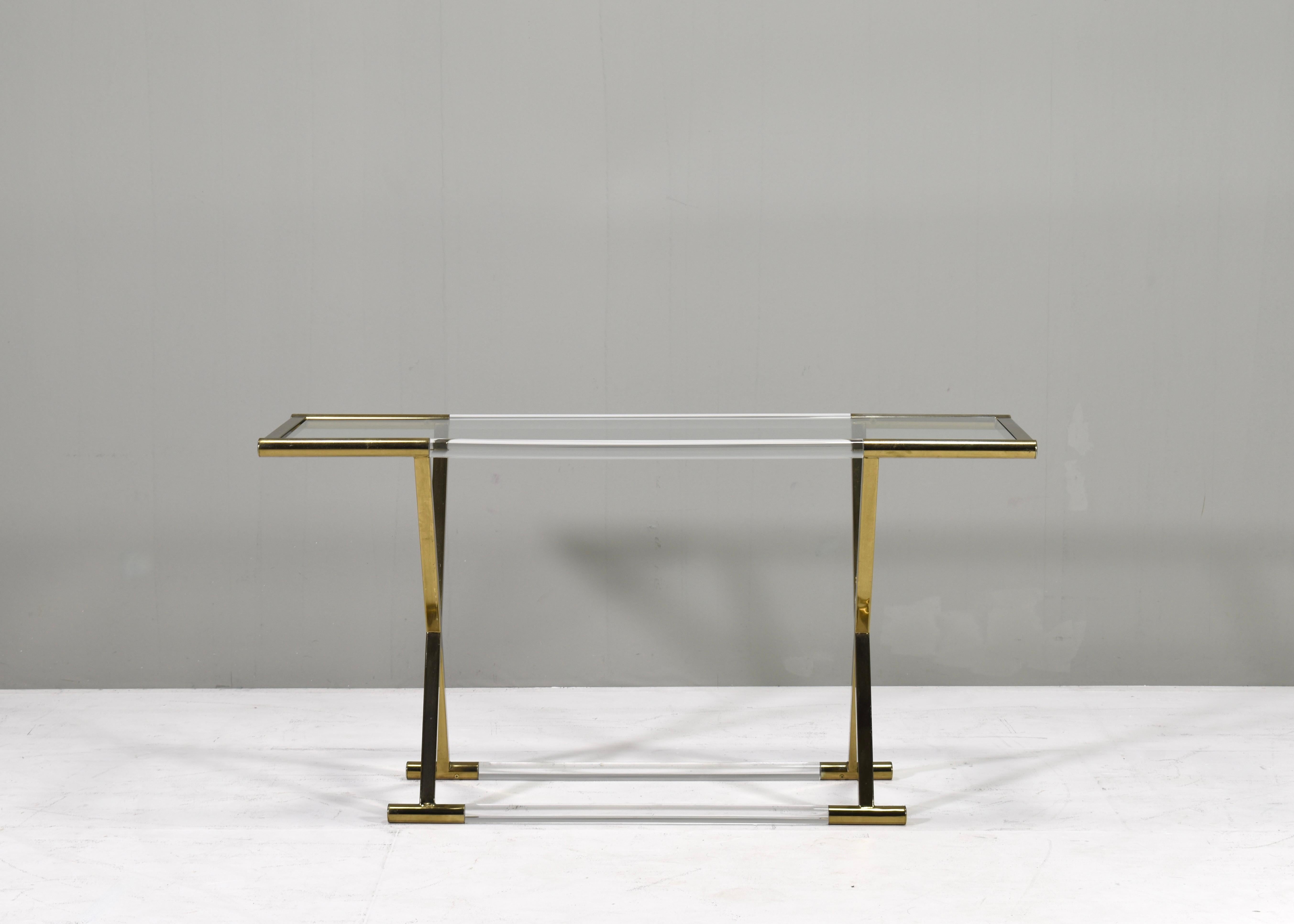 Brass Charles Hollis Jones X Console Table For Sale