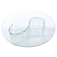 Charles Hollis Style Tubular Tambour Lucite Acrylic Coffee Table