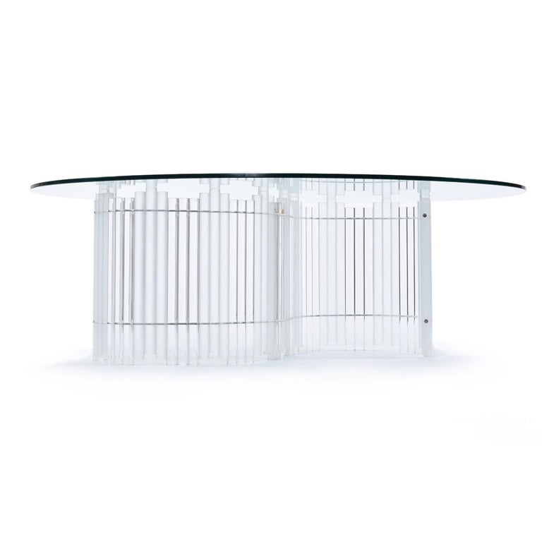 Late 20th Century Charles Hollis Style Tubular Tambour Lucite Acrylic Coffee Table